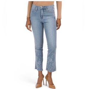 Sam Edelman Floral Print High RIse Kick Crop Light Wash Jeans, 28